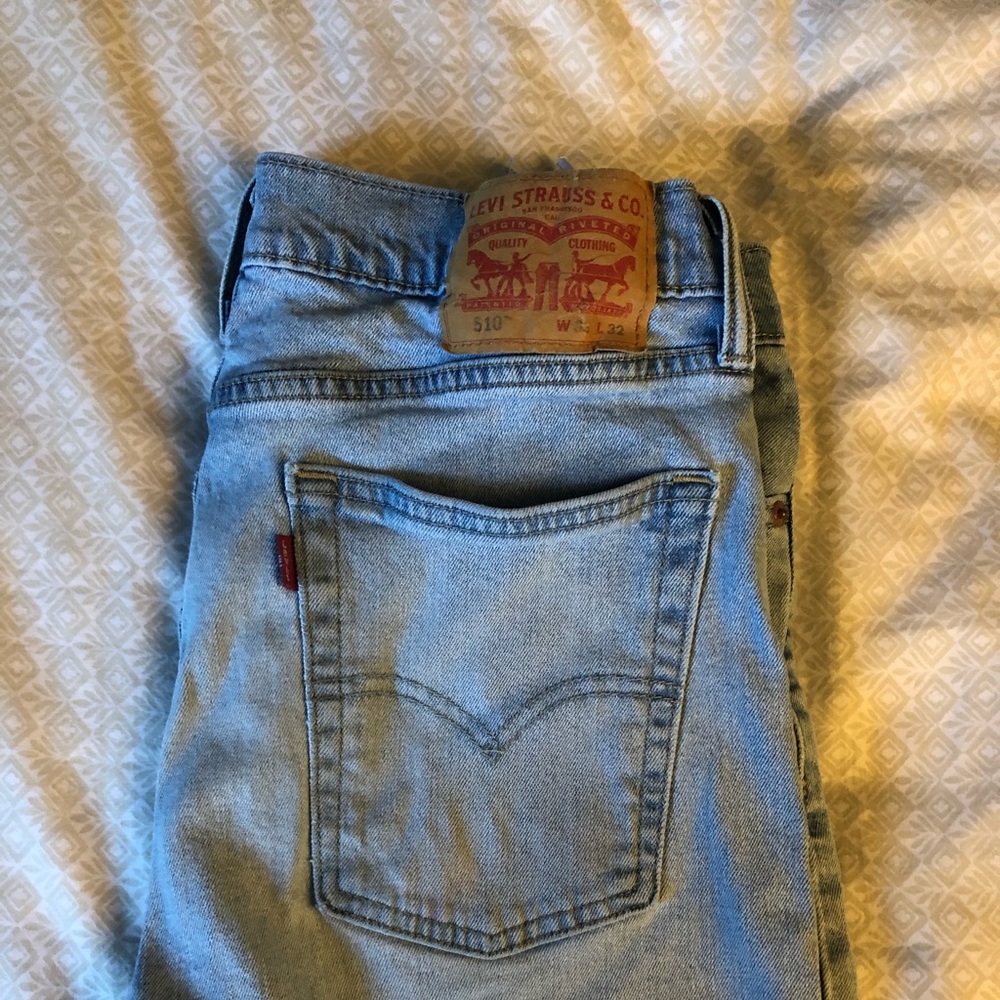 Light blue Levi’s 510.